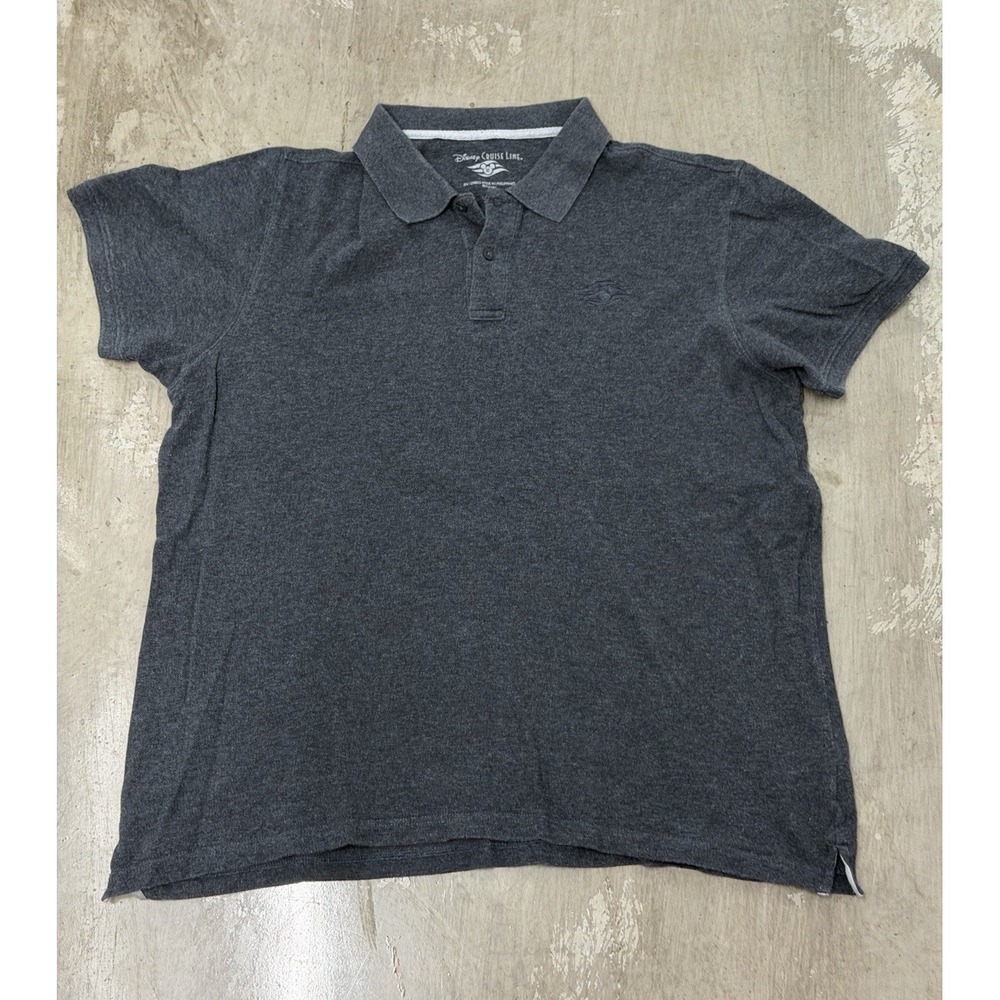 Disney Cruise Line Mens XL Grey Pique Polo Shirt Embroidered Logo SKU 0042⁠